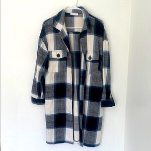 Plaid Women's Jacket - Black, White, and Blue